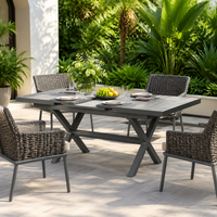 Outdoor Table Extendable Dining Table, Aluminum, for Camping, Garden, Balcony