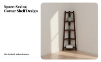 Nordic Design 5-Tier Corner Ladder Shelf Floor-Standing 5-Tier Corner Shelving Single-Tier Minimalist Design Storage Rack Space-Saving for Homeowners, Students, Office Workers, Living Room, Bedroom, Entryway, Balcony
