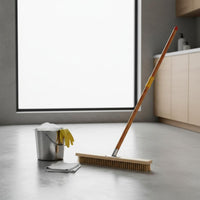 Long Handle Scrub Brush Copper-Plated Bristles Wire Floor Brush