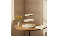 Farmhouse 3-Tier Dessert Stand Rustic 3 Tier Serving Tray Distressed Wooden Dessert Stand Round for Hosts, Bakers, Afternoon Tea, Kitchen Countertops