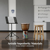 Beginner-Friendly Djembe Portable Patterned Djembe Ethnic Design Pattern Hand Drum Goatskin Drumhead for Beginners, Music Students, Musicians, Home Practice, Musical Performances, Outdoor Gathering, Festivals