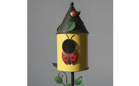 Decorative Birdhouse Garden Stake Whimsical Birdhouse with Ground Spike Rustic Metal Garden Stake Functional for Patio