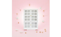 White Finish Dollhouse Kitchen Cupboard Detailed Design Mini Display Cabinet Wood Material Miniature Showcase Cabinet Wooden
