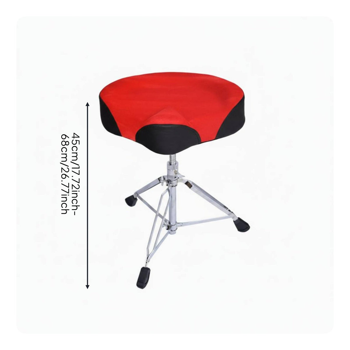 Saddle Drum Throne Padded Cushion Adjustable Drum Stool Double Braced Swivel Percussion Stool for Performing Artists, Stage Performance