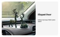 2 Pieces Car Console Deer Statues Hand-Painted Couple Deer Figurine Set Good Auspicious Symbol Vehicle Accessory for Couples, Drivers, Home, Desktop