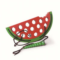 Wooden Lacing Board with Stick Montessori Wooden Threading Toy Fine Motor Hand-Eye Coordination for Toddlers, Home, Travel