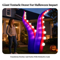 Lighted Edges Inflatable Tentacled Tentacle Decoration Curved Halloween Tentacled Tentacle Tall Halloween Inflatable Built-in Fan for Porch