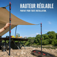 Telescopic Aluminum Tarp Poles for Outdoor Camping and Awnings, Square Tube Design