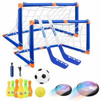 Soft Foam Bumper Hover Soccer Hockey Set Furniture-Friendly 2 in 1 Sports Toy Set Easy Assembly for Family, Girls, Playroom, Home, Outdoor
