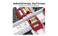Multi-Purpose Picture Hanging Level Tool Wear-Resistant Multifunctional Positioning Ruler High Precision Aluminum Straight Border with Level Adjustable for Woodworkers, DIY Enthusiasts