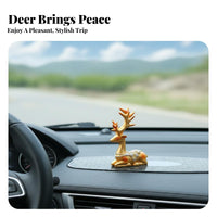 2 Pieces Car Console Deer Statues Hand-Painted Couple Deer Figurine Set Good Auspicious Symbol Vehicle Accessory for Couples, Drivers, Home, Desktop