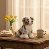 Australian Herding Stuffed Animal Tri-Color Australian Herding Stuffed Animal Stuffed Animal Dog with Floppy Ears Faux-Fiber