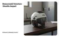 Motorcycle Half Helmet 3C Certified Motorcycle Half Helmet Double Visor Shell Visor Ed Headwear for Men, Four-Season, Daily Commute, Leisure Rides