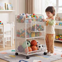 Athletic Gear Storage Rack 2-Tier Athletic Gear Organizer Open-Grid Wire Storage Rack for Athletes, Families, Home Gym, Garage, Entryway