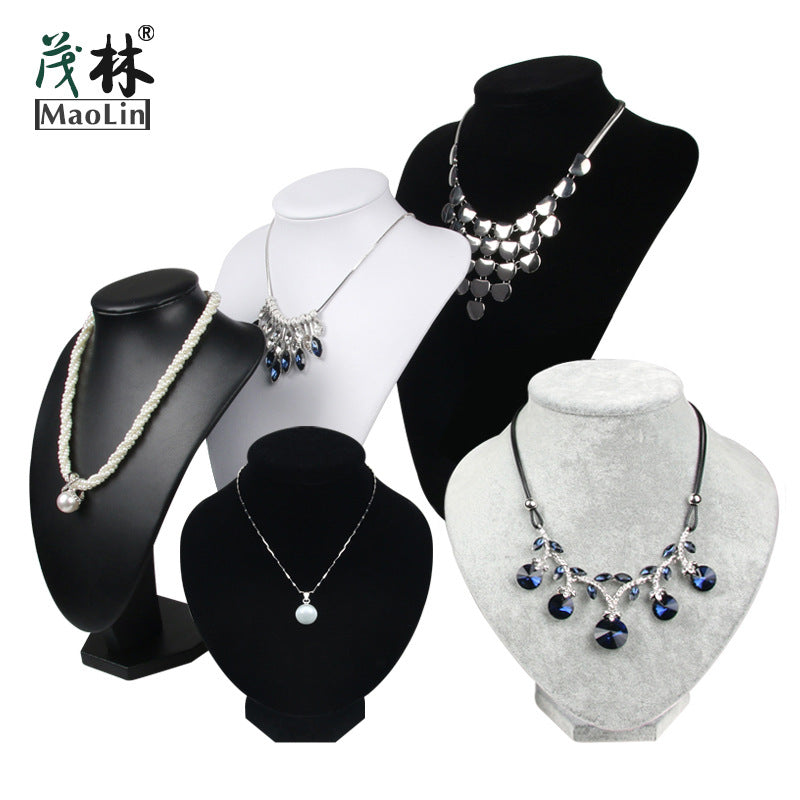 Velvet/PU Leather Mannequin Necklace Display Stand Jewelry Bust Holder for Showcases and Stores
