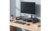 Space-Saving Monitor Stand with Drawer Stable Metal Monitor Riser Heavy-Duty Furniture Anti-Slip for Office Workers