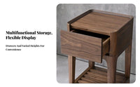 Dense Wood Construction Pedestal Plant Stand with Drawer Modern Chinese Design 2-Tier Plant Stand Freestanding Flower Pot Holder Multi-Purpose for Apartment Dwellers, Interior Designers, Living Room, Balcony, Bedroom, Entryway