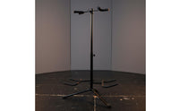 Stable Tripod Base Double Guitar Floor Stand Foldable Design Double Guitar Stand Adjustable Height Musical Instrument Accessory Padded Yokes for Guitarists, Musicians, Home Studio, Practice Room, Stage