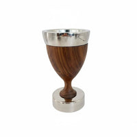 Walnut Wood Candle Holder Stainless Steel and Walnut and Metal Candlestick Polished Finish Candle Holder
