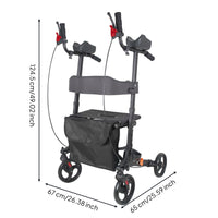Upright Ambulatory Device Adjustable Height Forearm Wheeled Support Seat with Bag Four-Wheeled Shopping Cart for Elderly