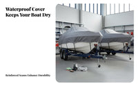 Waterproof Boat Cover Anti V-Hull Boat Cover Tear Withstand Ant Windproof Design for Boating Lovers, Outdoor Storage, Marina