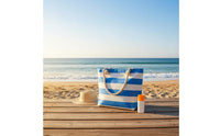 Striped Canvas Beach Bag Reusable Striped Canvas Tote Bag Waterproof Textile