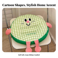 Multifunctional Velvety Chair Pad Embroidered Face Round Velvety Pillow for Students, Office Workers, Dorm Room, Bedroom, Reading Nook