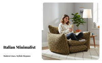 Upholstered Swivel Armchair Italian Minimalist Design Single Sofa Skin-Friendly Textile Accent Chair for Readers, Living Room, Home Office