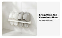 Drillno-Drill Installation Adhesive Slipper Holder Water Draining Bathroom Accessory Strong Adhesion Shoe Organizer Space-Saving for Apartment Dwellers, Homeowners, Families, Restroom, Behind the Door, Entryway, Closet