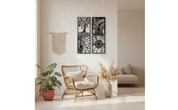 4 Pieces Abstract Line Wall Dimensional Art Shadow Effect Black Metal Wall Art Rust Resistant for Living Room, Bedroom
