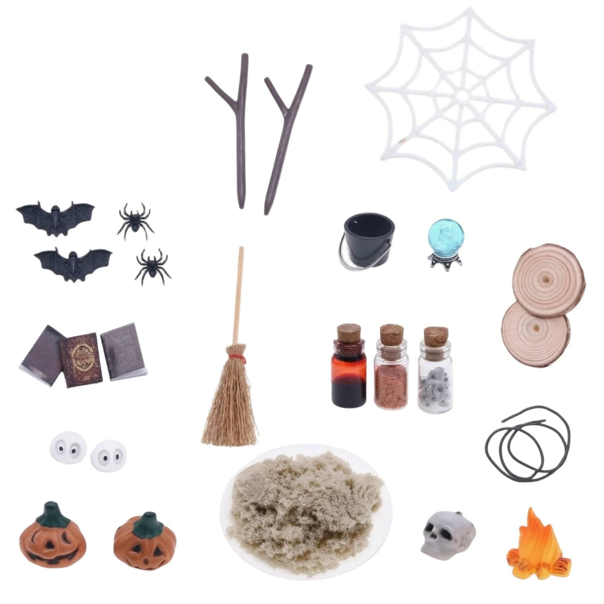 Miniature Halloween Scene Tiny Dollhouse Ornament Set Scary for Craft Projects