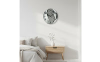 Luxury Design Decorative Art Clock Non-Ticking Silver Glitter Wall Clock Quartz Movement Easy to Hang for Living Room, Bedroom, Office