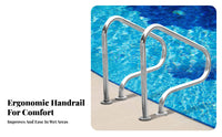 Swimming Pool Handrail Rust Resistant Stainless Steel Pool Rail Heavy Duty Deck Mount Handrail for Swimmers, Children, Poolside, Water Park, Spa