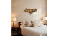 Elephant Head Wall Plaque Antique Gilded Wall Plaque with Elephant Heads Golden for Art Collectors, Hallway