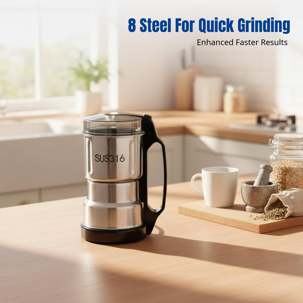 Household Mini Crusher, Superfine Grinding, Stainless Steel, Powerful Motor, Multi-Use for Grains