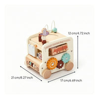Toy Bus with Xylophone Allall-in-1 Activity Bus Shape Sorter Multifunction Bead Maze Developmental for Toddlers, Playroom
