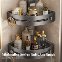 Drillnon-Drill Installation Triangular Corner Holder No Drilling Required 2-Tier Corner Holder Waterproof Bathroom Organizer Rust-Proof for Homeowners, Families, Students, Kitchen, Shower, Restroom, Toilet