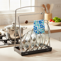 Cartoon Creative Stainless Steel Pot Lid Holder and Cutting Board Rack for Kitchen Countertop Storage