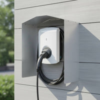 Weatherproof EV Charger Cover with Installation Kit Aluminum Charging Station Cover Outdoor Weather Guard Silver Brushed for Driveway, Garage