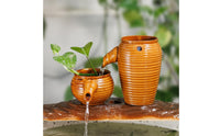 Indoor Ceramic Tabletop Fountain Recirculating Ceramic Fountain with Water Circulator Decorative for Aquarium, Plant Arrangement