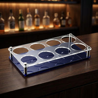 Blue Acrylic Liquor Glass Rack, Holds 8 Glasses, Shot Glass Display Stand, Practical and Elegant Party Accessory