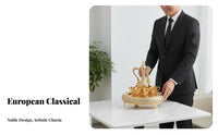 8 Pieces Ornate Metal Drinkware Set Decorative Ornate Beverage Decanter Set Countertop Decor Multi-Functional Sturdy Zinc Alloy