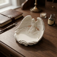 Sculpted Fairy Jewelry Tray Compact Winged Fairy Catchall Charming Angel Jewelry Dish Beautiful for Women, Bedside Table