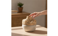 Ceramic Vase with Woven Neck Hand-Crafted Rustic Flower Vase Matte for Tabletop
