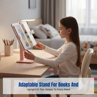 Children's Adjustable Book Stand, Multifunctional Desktop Holder, Student Tablet Support, Floral Coral, School Library