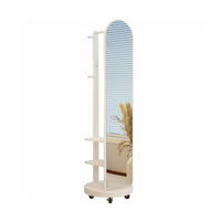 Rotating Full-Length Mirror with Shelves Freestanding for Walk-in Closet, Adults
