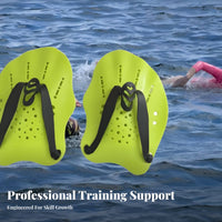 2 Pieces Adjustable Straps Swimming Hand Paddles Hydrodynamic Design Webbed Swim Paddles Non-Slip for Children, Swimmers, Water Sports