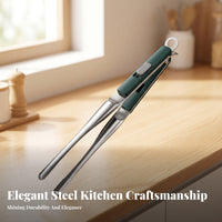 Hanging Loop Serrated Tip Tongs Lightweight Stainless Steel Tongs