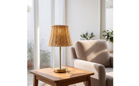Woven Table Lamp Cordless Wicker Table Lamp Portable Lantern for Patio, Balcony, Garden
