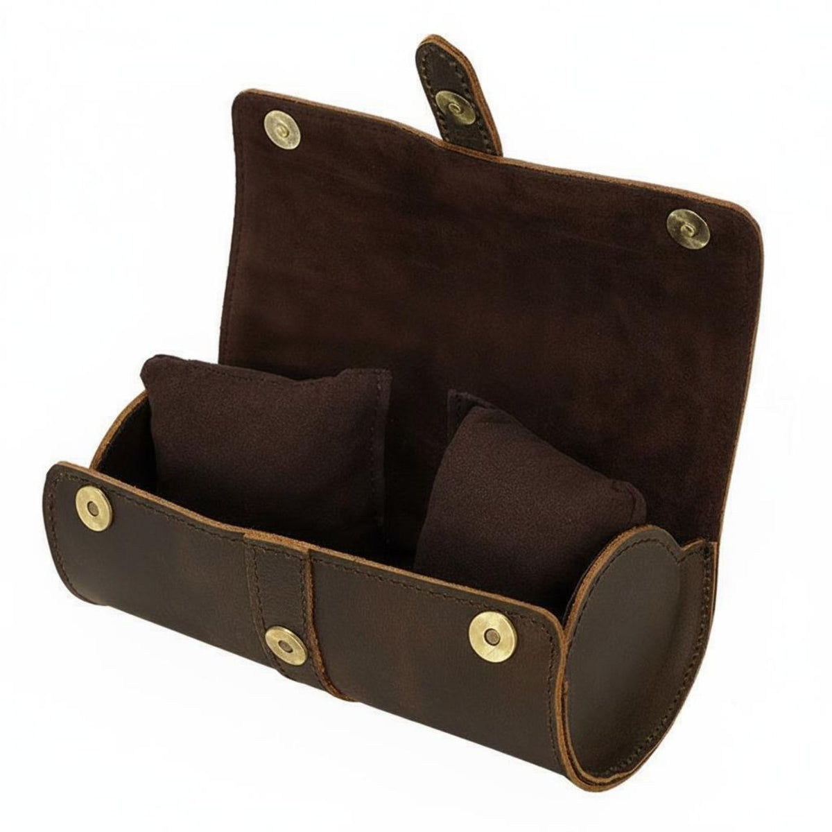 Crazy Horse Leather Watch Pouch Sleek Leather Travel Watch Case Suede Wristwatch Holder Vintage Design Removable Pillows